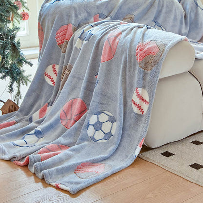 OLAOLA Football Printed Soft Cozy Throw Blankets Warm Lightweight Night Light Flannel Blanket For Couch Bed Sofa