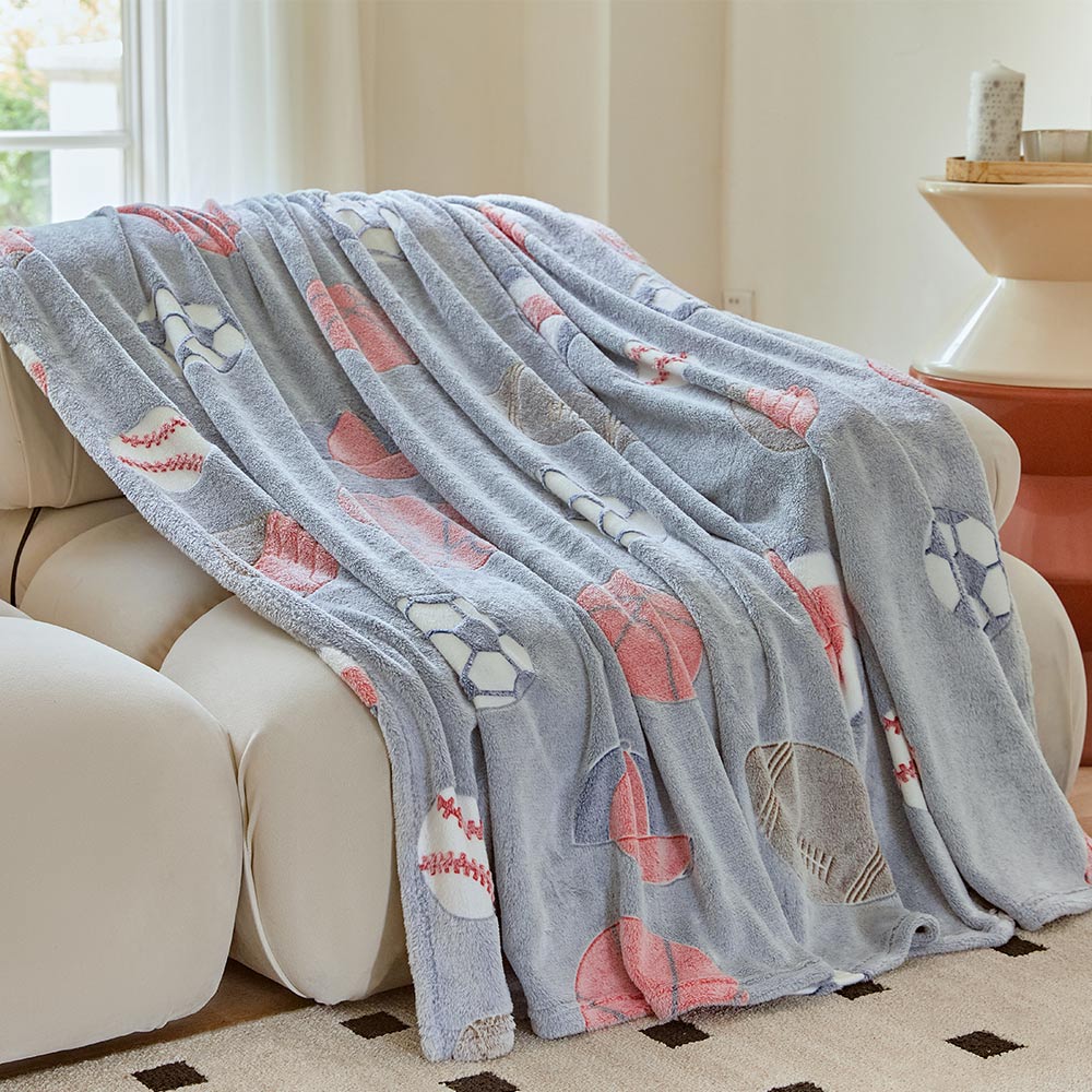 OLAOLA Football Printed Soft Cozy Throw Blankets Warm Lightweight Night Light Flannel Blanket For Couch Bed Sofa