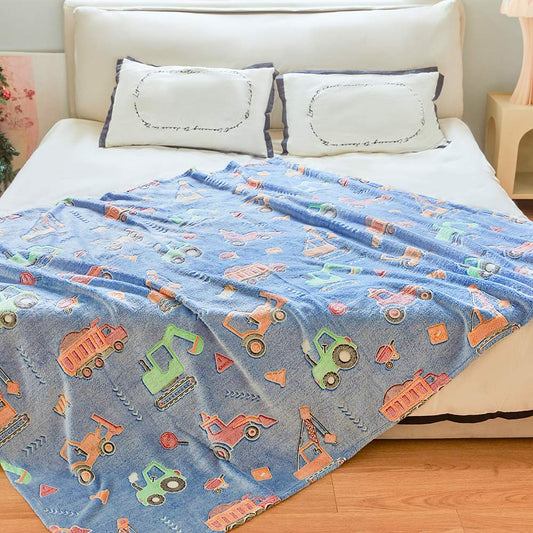 OLAOLA Toy Car Printed Soft Cozy Throw Blankets Warm Lightweight Night Light Flannel Blanket For Couch Bed Sofa
