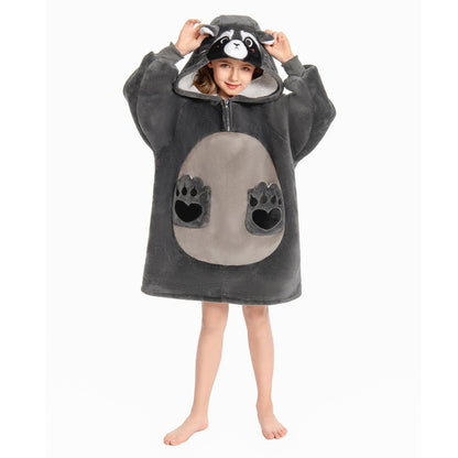 Kids OLAOLA Raccoon Wearable Blanket Hoodie Animals Onesie Oversized Soft Homewear With Giant Pocket