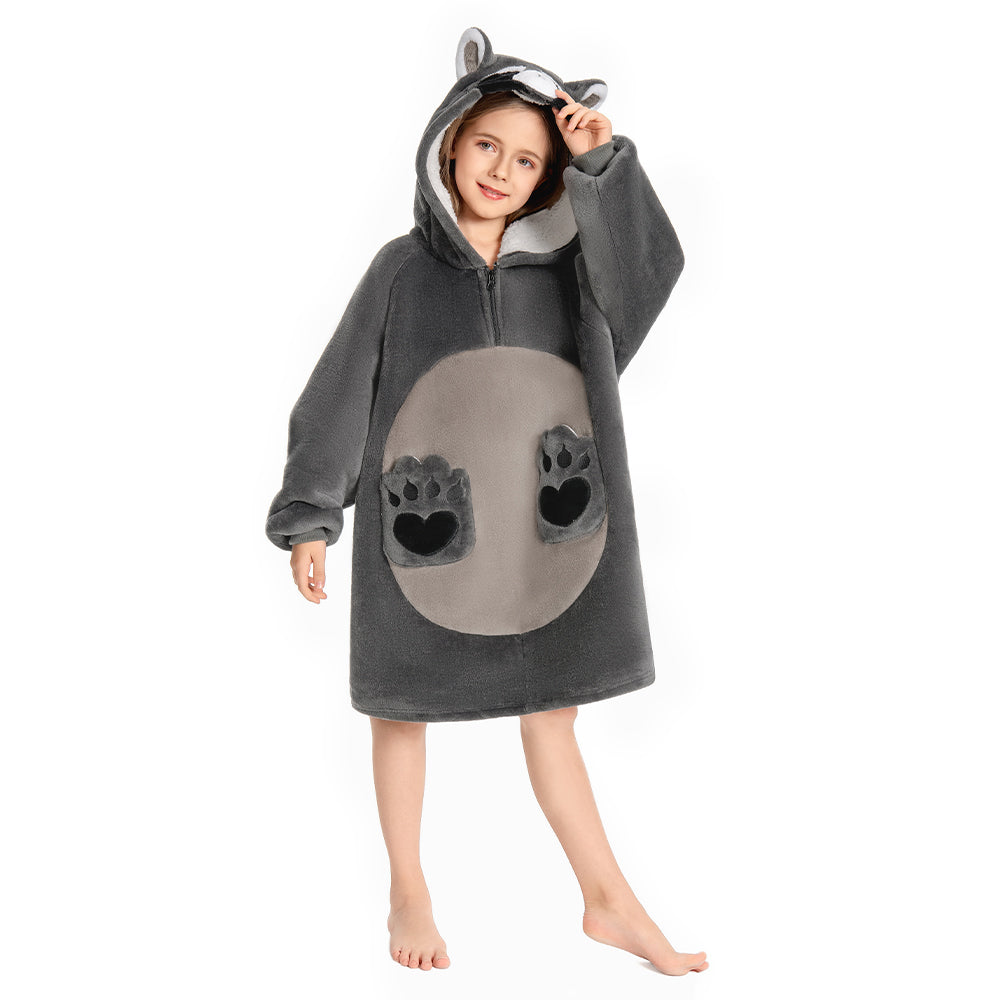 Kids OLAOLA Raccoon Wearable Blanket Hoodie Animals Onesie Oversized Soft Homewear With Giant Pocket