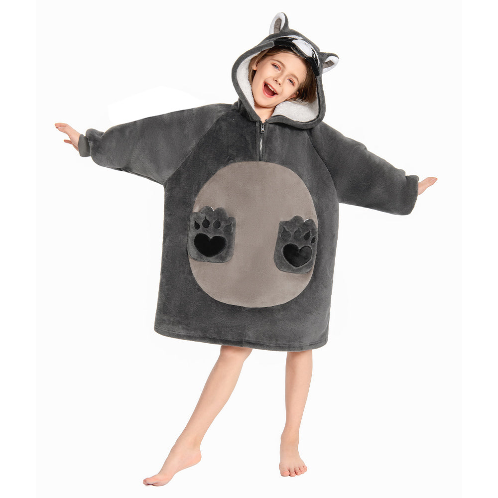 Kids OLAOLA Raccoon Wearable Blanket Hoodie Animals Onesie Oversized Soft Homewear With Giant Pocket
