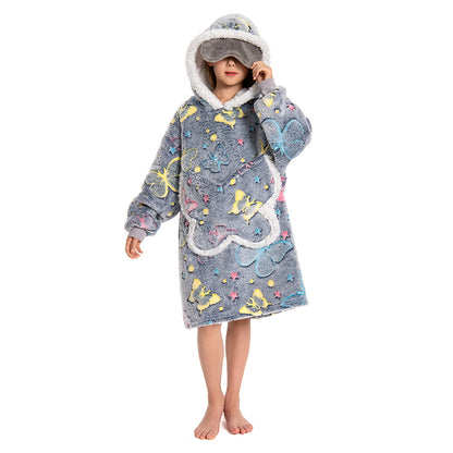 Kids OLAOLA Butterfly Glow In The Dark Wearable Blanket Hoodie Animal Onesie Oversized Soft Homewear With Giant Pocket