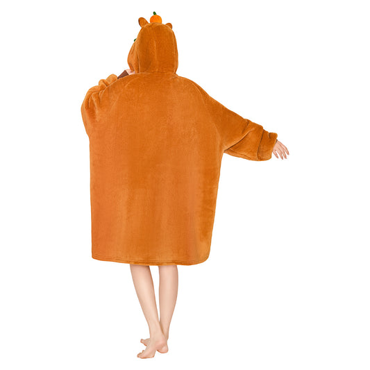 OLAOLA Capybara Wearable Blanket Hoodie For Adult Oversized Animal Onesie Hooded Blanket Soft Warm Cozy Sherpa Fleece Sweatshirt