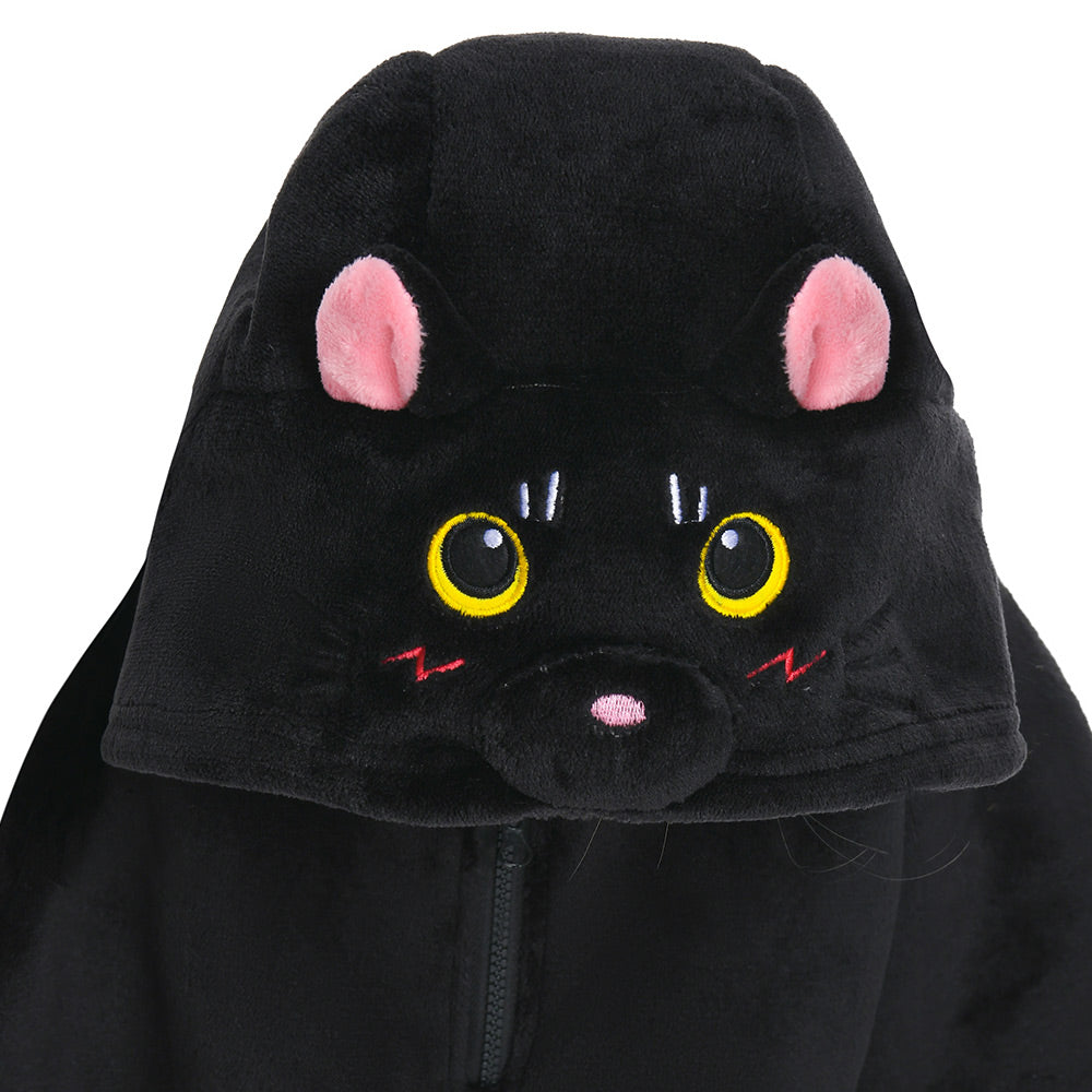 Kids OLAOLA Black Cat Wearable Blanket Hoodie Animals Onesie Oversized Soft Homewear With Giant Pocket