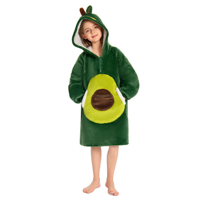 Kids OLAOLA Avocado Wearable Blanket Hoodie Food Onesie Oversized Soft Homewear With Giant Pocket