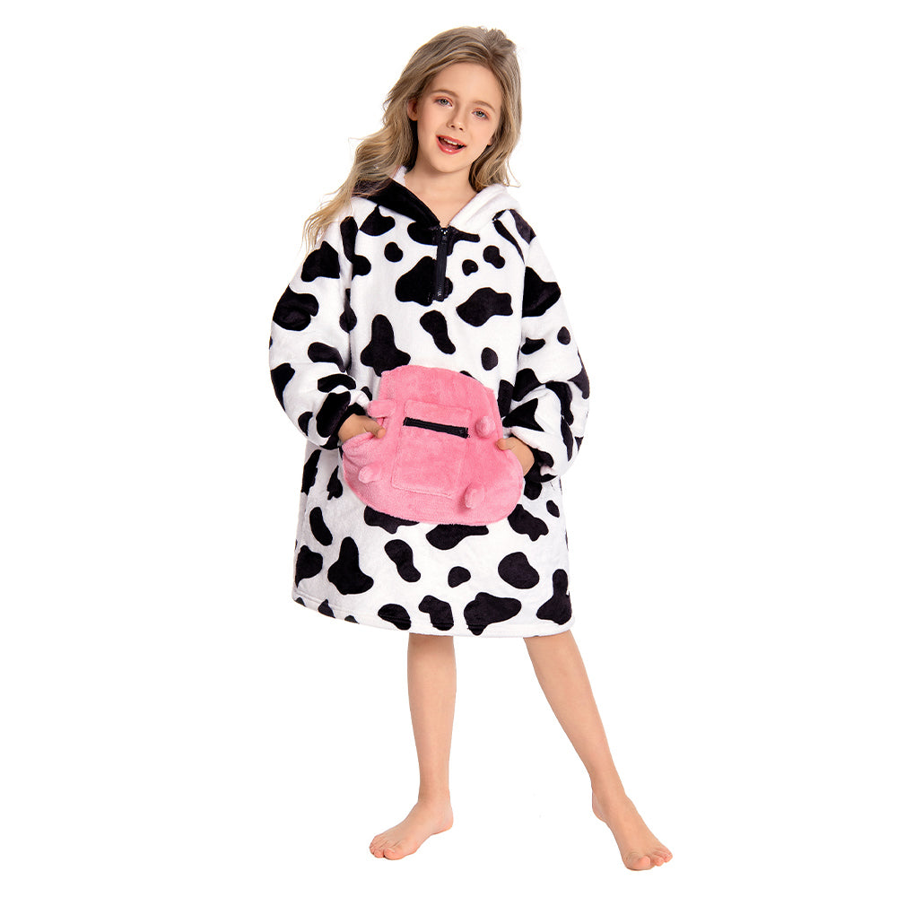 Kids OLAOLA Cow Wearable Blanket Hoodie Animals Onesie Oversized Soft Homewear With Giant Pocket
