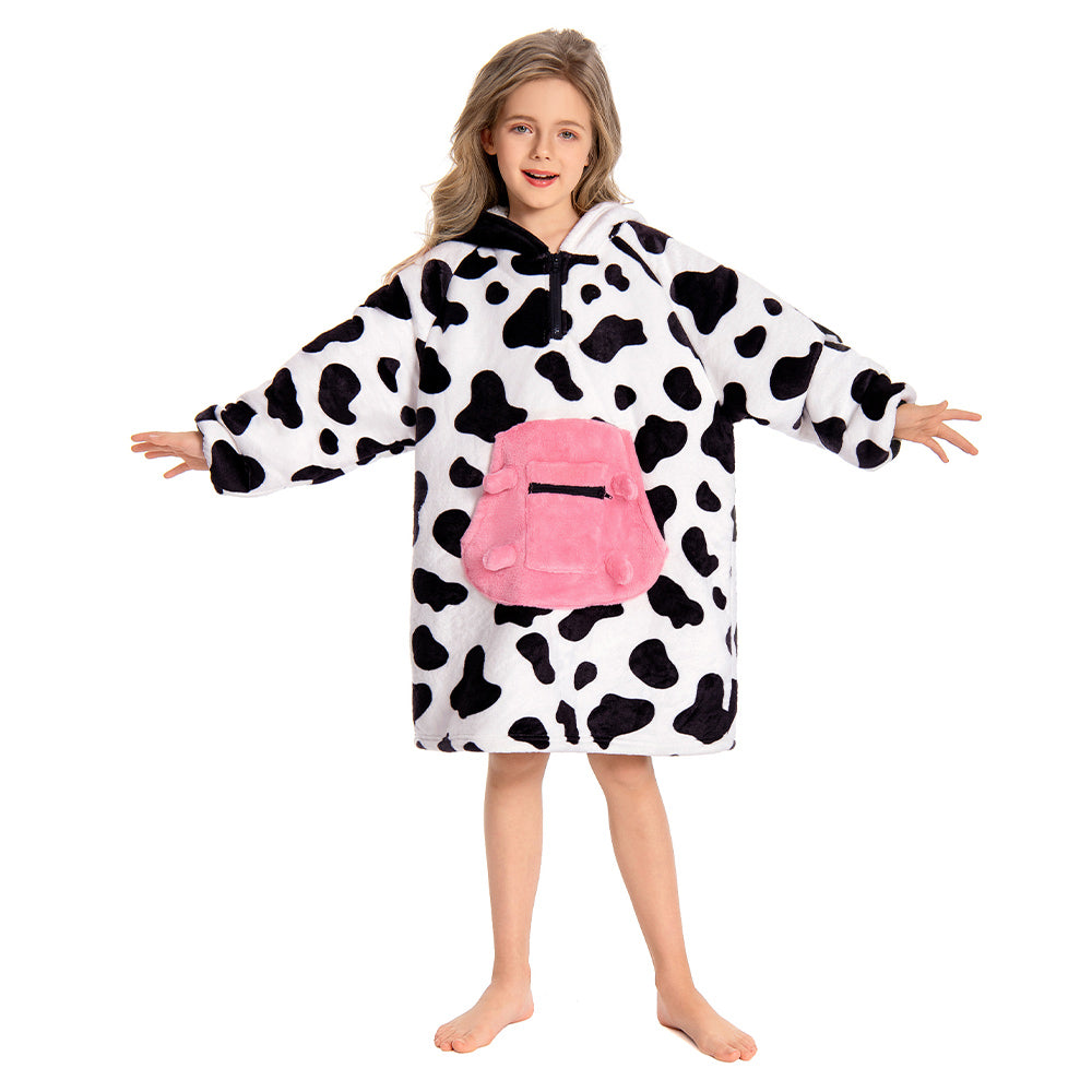 Kids OLAOLA Cow Wearable Blanket Hoodie Animals Onesie Oversized Soft Homewear With Giant Pocket