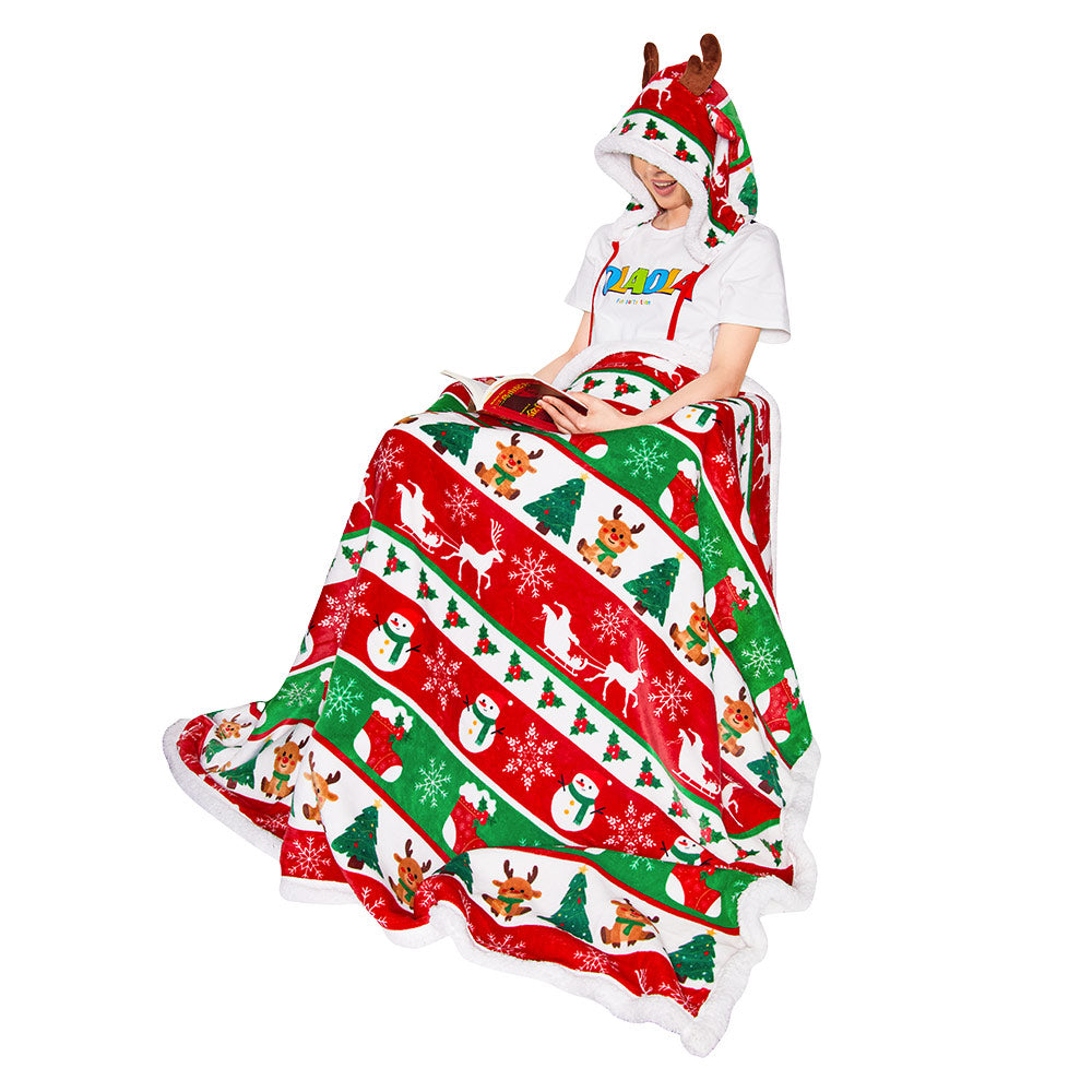 OLAOLA Christmas Tree Elk Snowmen Flannel Blanket Warm Fuzzy Soft Bed Couch Sofa Throw Blanket