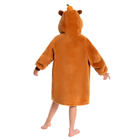 Kids OLAOLA Capybara Wearable Blanket Hoodie Oversized Animal Onesie Hooded Blanket Soft Warm Cozy Sherpa Fleece Sweatshirt