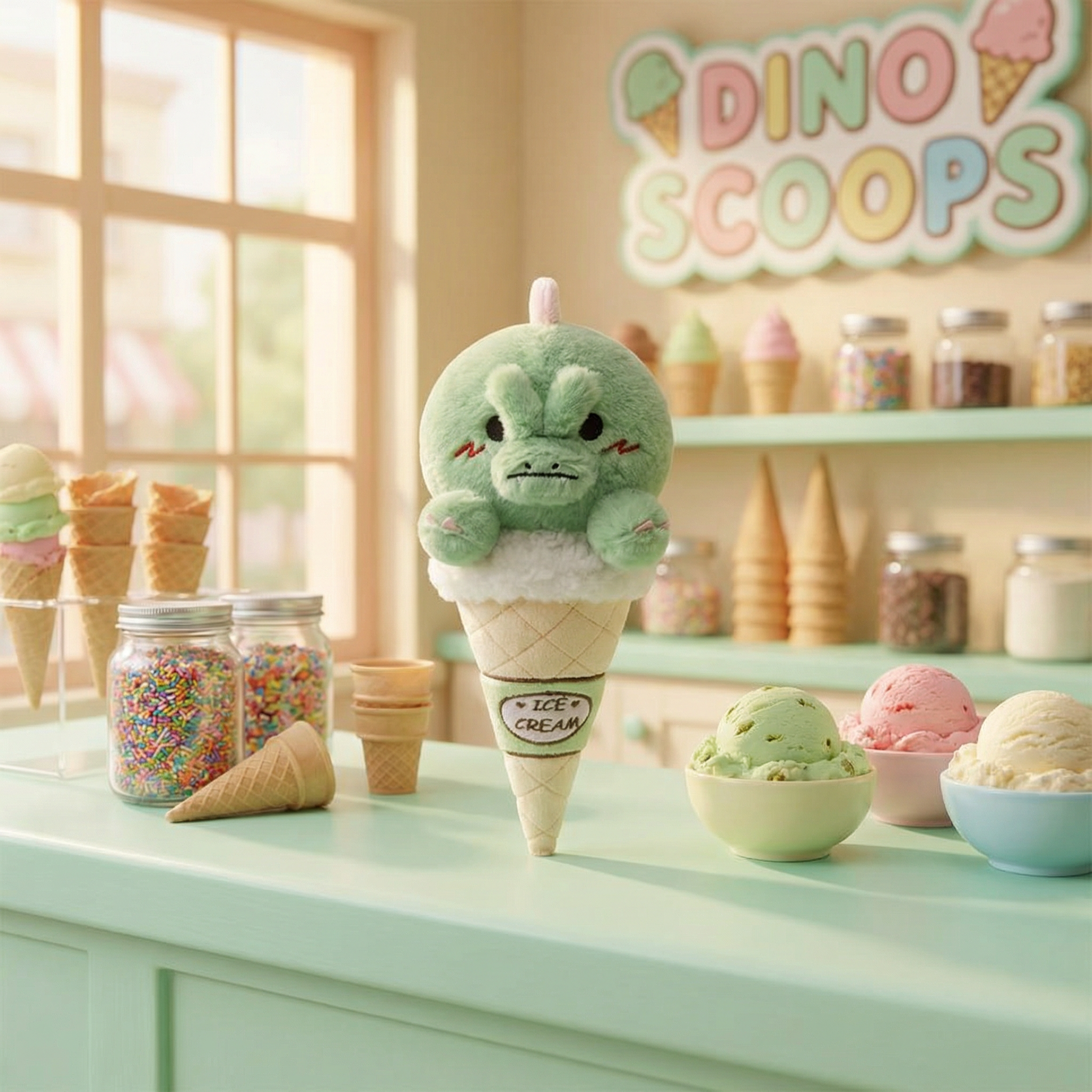 22CM OLAOLA Dinosaur Ice Cream Cosplay Plush Toys Cartoon Soft Stuffed Dolls Mascot Birthday Xmas Gift