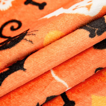 OLAOLA Printed Cat Pumpkin Fuzzy Plush Pajama Pants Drawstring Elastic Waist Wide Leg Lounge Pants Halloween Animals Onesie