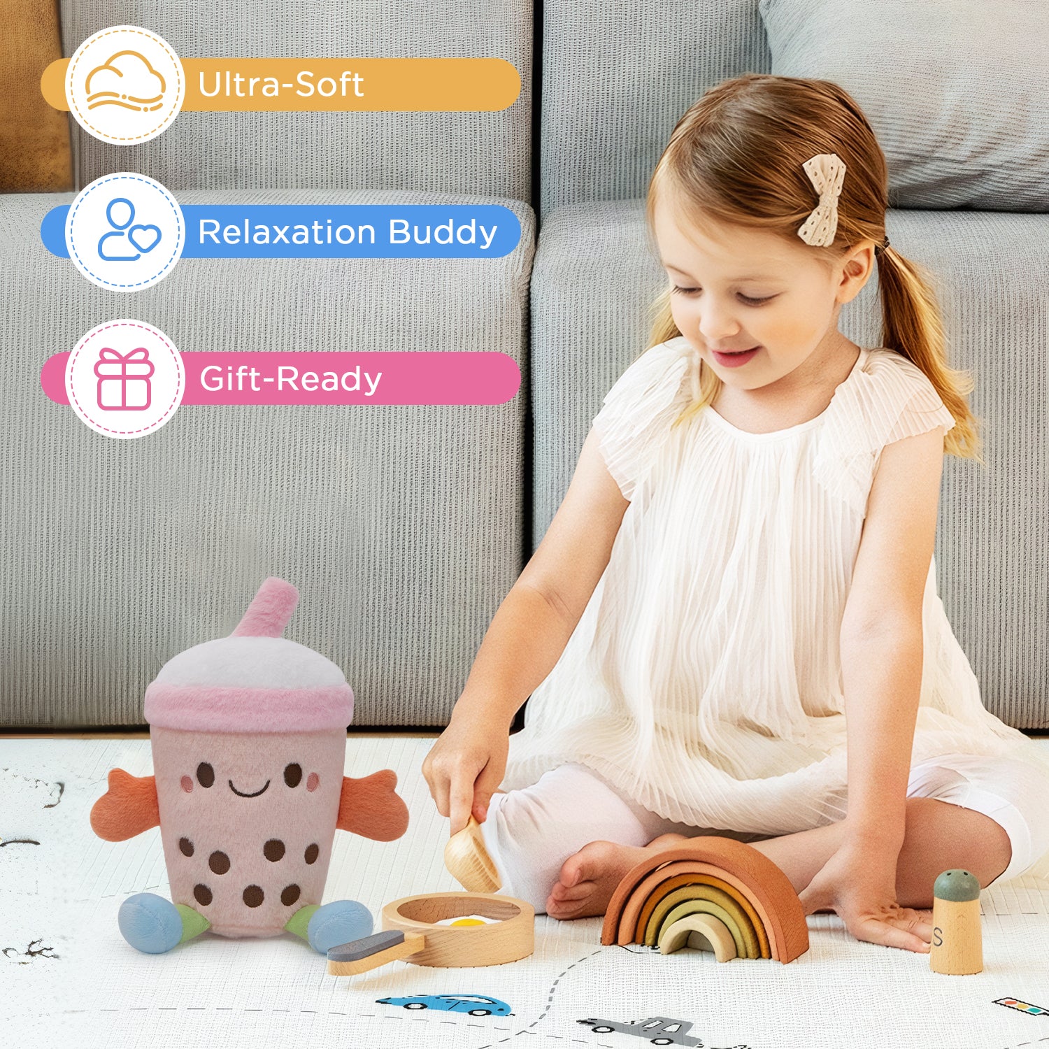 25CM OLAOLA Cute Stuffed Boba Plush Bubble Tea Plushie Pillow Milk Cup Soft Kawaii Food Hugging Toys Gifts For Kids