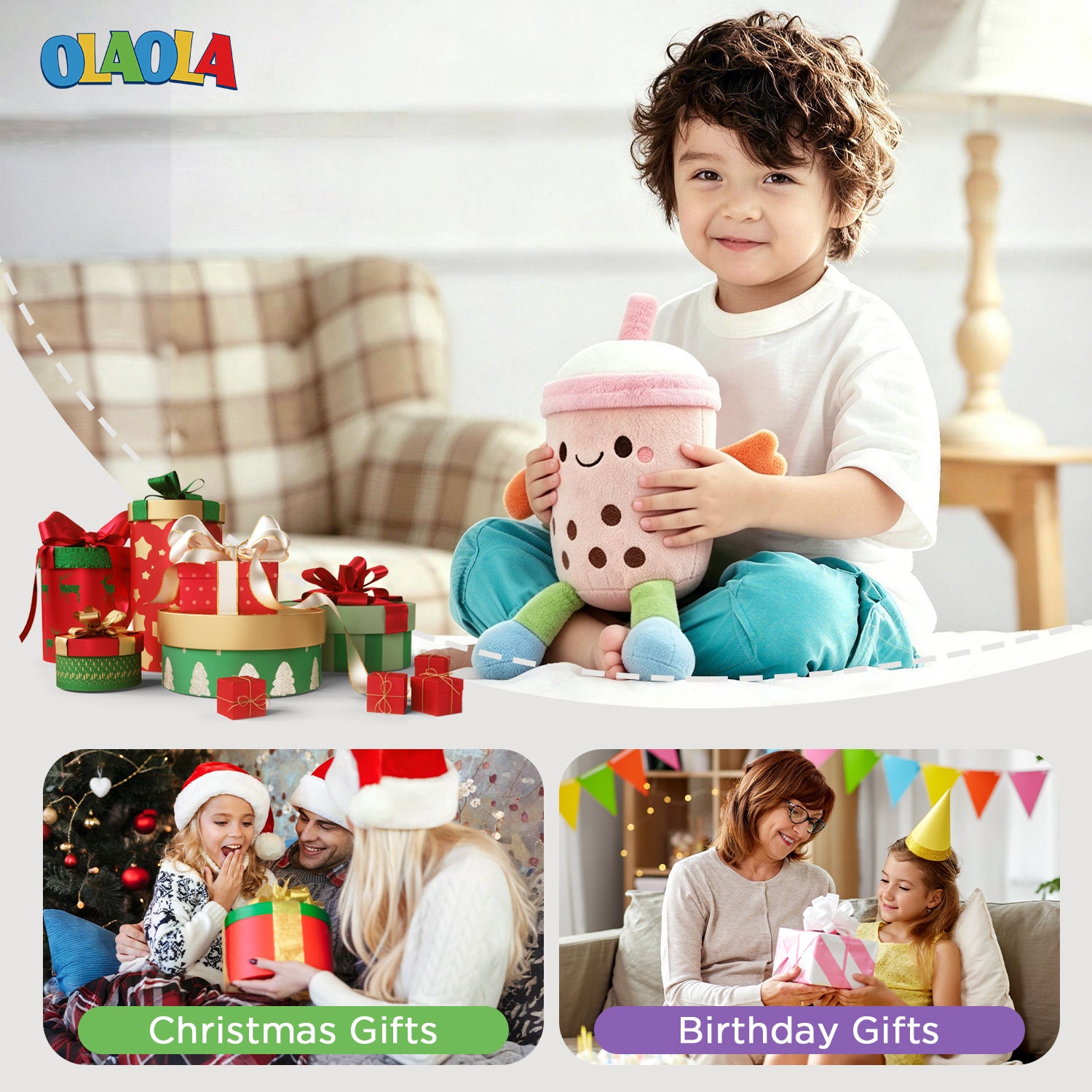 25CM OLAOLA Cute Stuffed Boba Plush Bubble Tea Plushie Pillow Milk Cup Soft Kawaii Food Hugging Toys Gifts For Kids