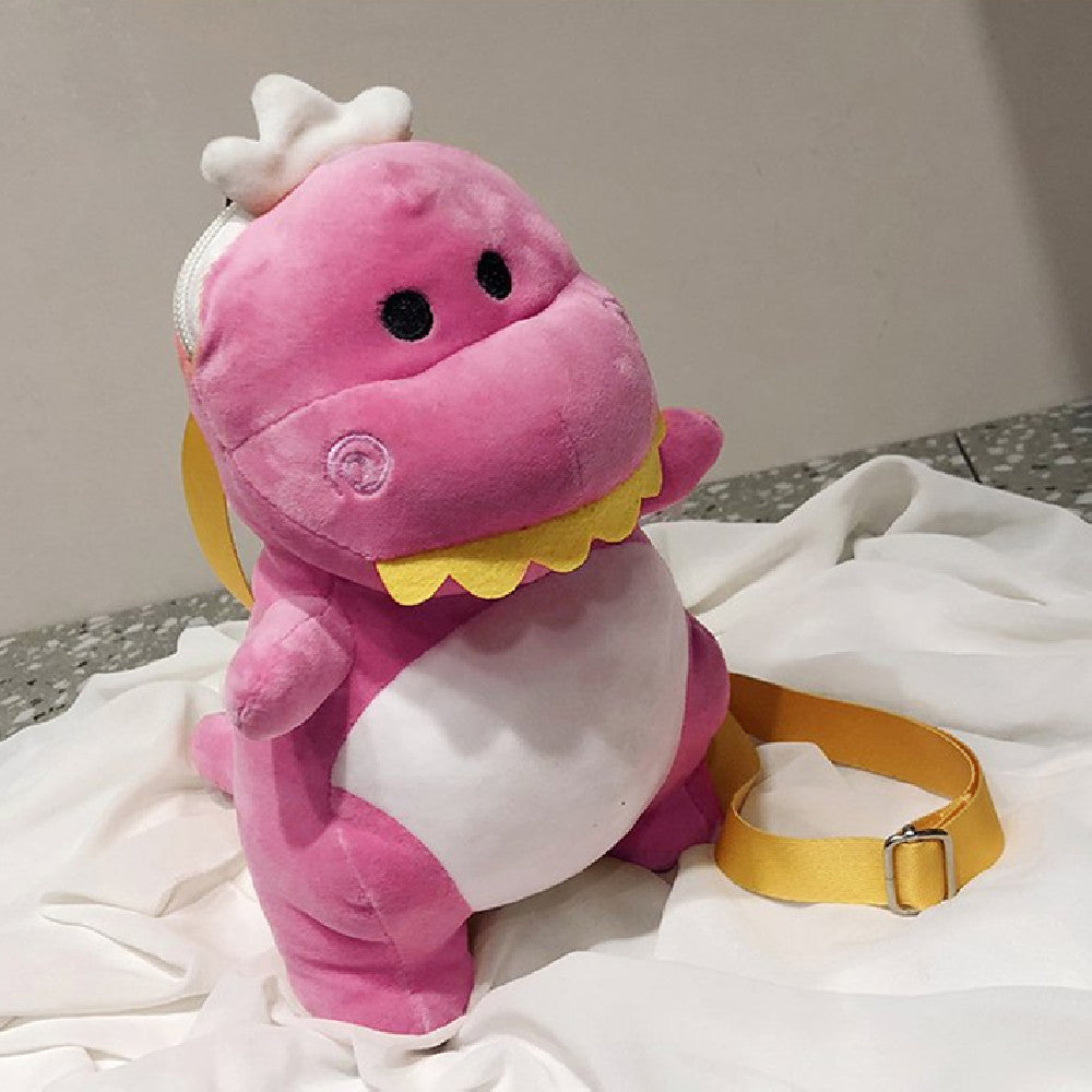26CM Green Pink Dinosaur Plush Crossbody Bag Kawaii Stuffed Animal Bag Halloween Christmas Gift For Adult Kids