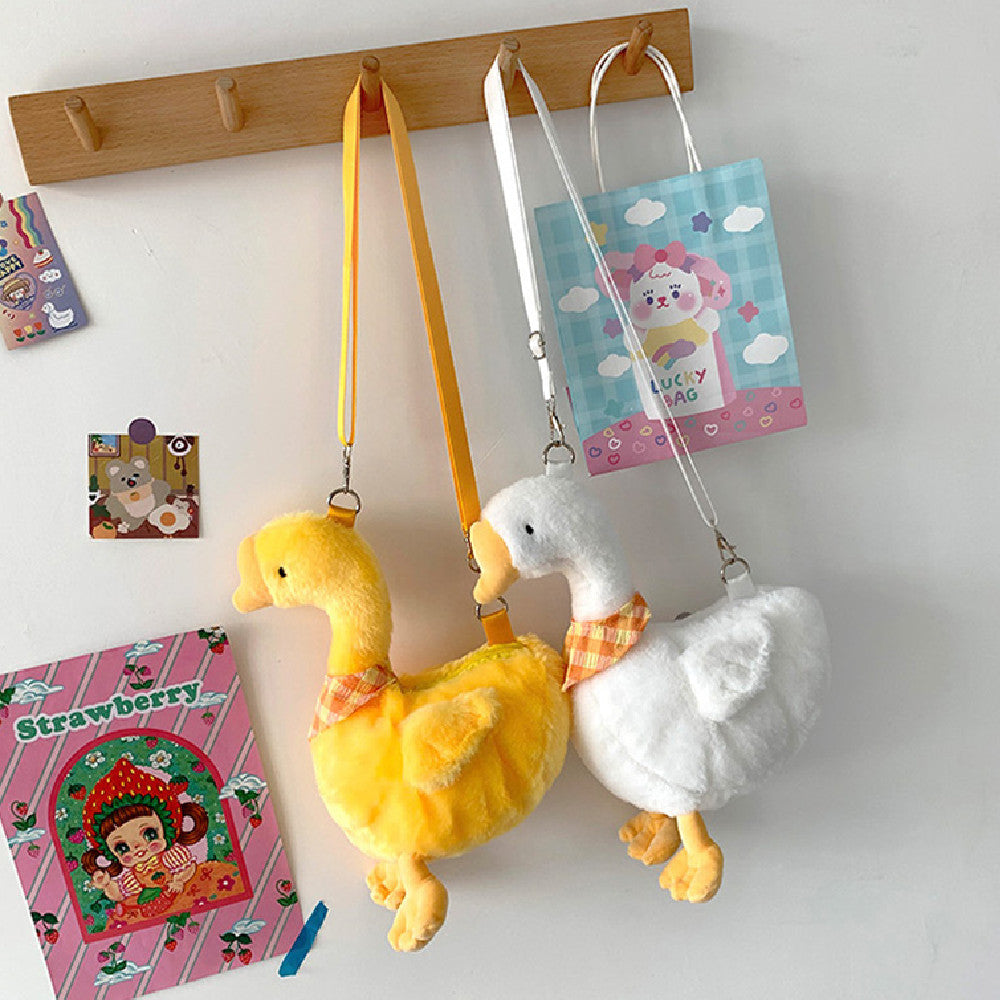 27CM Big Goose Plush Bag With Adjustable Strap Crossbody Bag Fluffy Chicken Animal Design Funny Gift For Women Girls