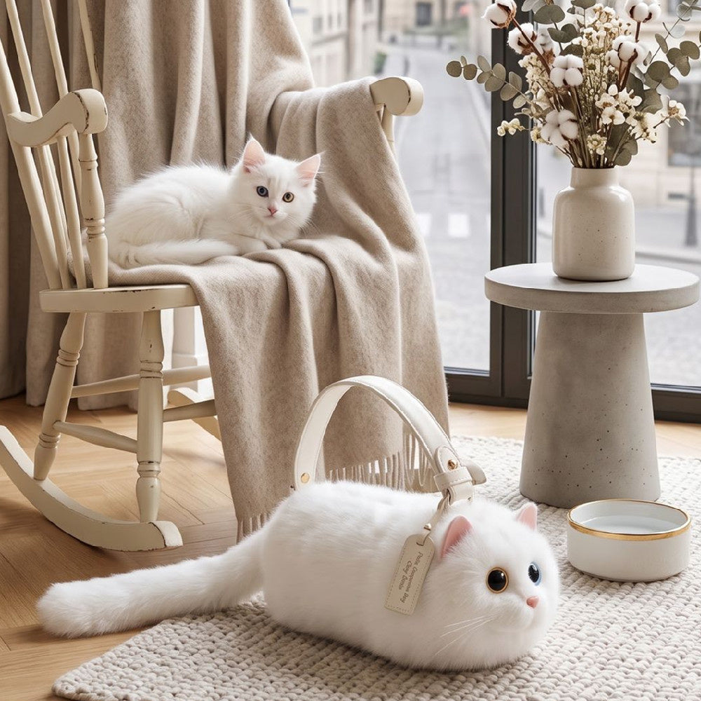 27CM Cute Black Cat Plush Shoulder Bag Kitty Shaped Crossbody Handbag Spacious Design Presents For Cat Lovers