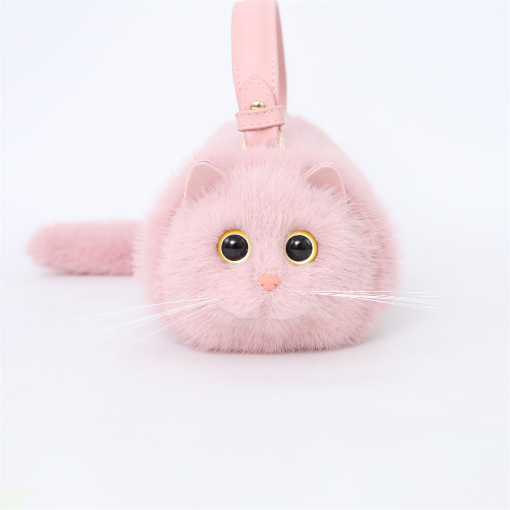 27CM Cute Black Cat Plush Shoulder Bag Kitty Shaped Crossbody Handbag Spacious Design Presents For Cat Lovers