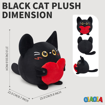 27CM OLAOLA Original Cute Black Cat Heart Dolls Soft Stuffed Dolls Animals Plush Toys Valentine Plushies Birthday Gift