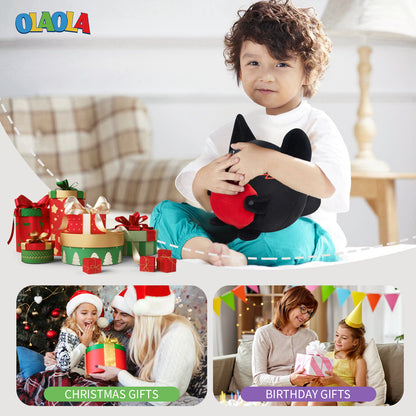 27CM OLAOLA Original Cute Black Cat Heart Dolls Soft Stuffed Dolls Animals Plush Toys Valentine Plushies Birthday Gift