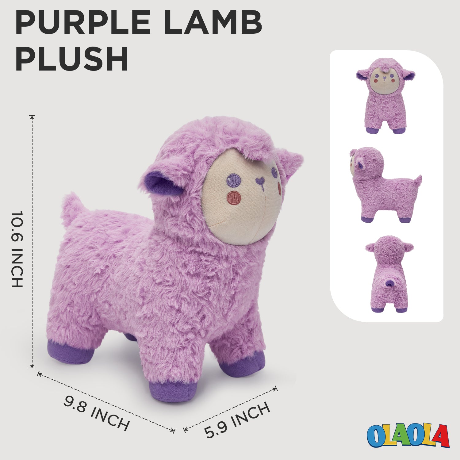27CM OLAOLA Purple Sheep Stuffed Animal Plush Toy Soft Doll Pillow Plushies Birthday Christmas Gift