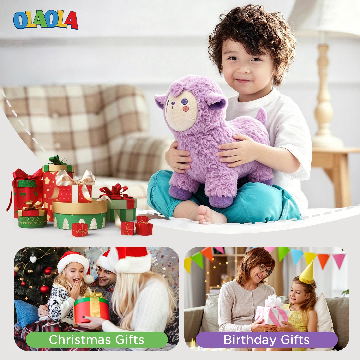 27CM OLAOLA Purple Sheep Stuffed Animal Plush Toy Soft Doll Pillow Plushies Birthday Christmas Gift