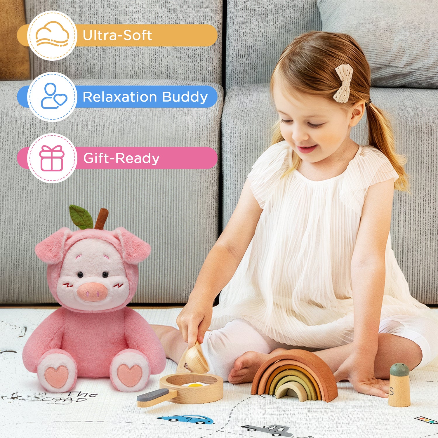 28CM OLAOLA Pink Peach Pig Original Plush Toys Soft Stuffed Dolls Animals Plushies Birthday Gift