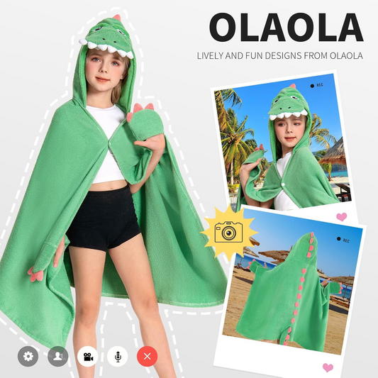 OLAOLA Kids Dinosaur Animal Beach Towels Blanket Plush Soft Absorbent Microfibre Outdoor Homewear