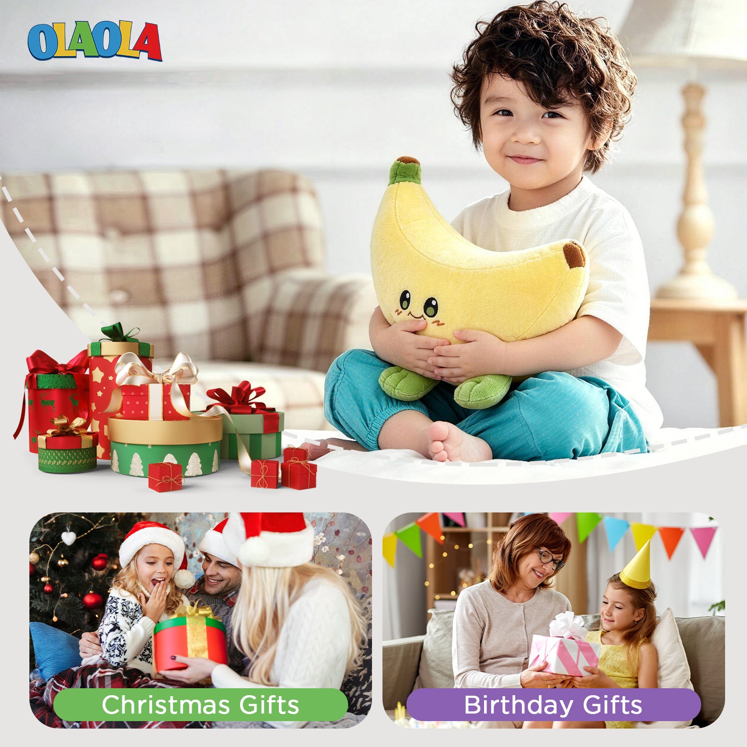30CM OLAOLA Banana Plush Pillow Stuffed Plushies Cute Fruit Plush Toy For Kids Adults Birthday Gift