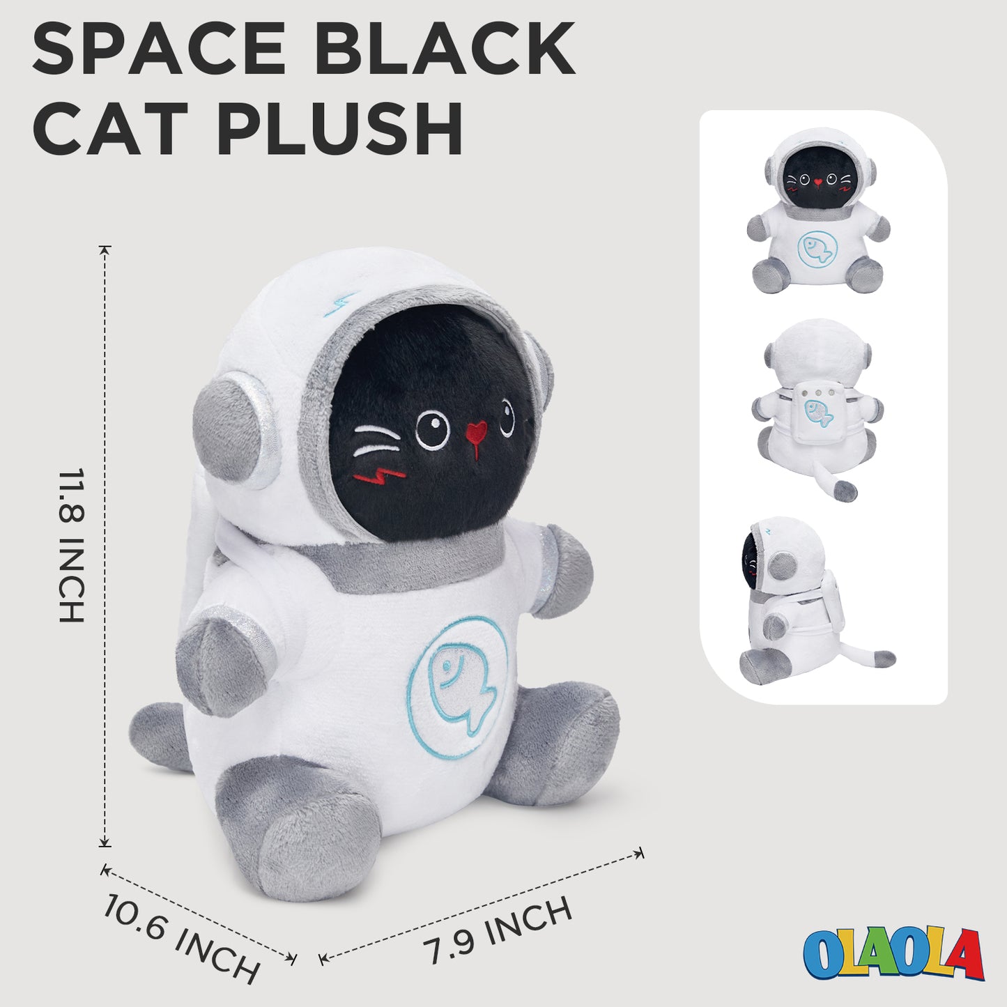 30CM OLAOLA Kawaii Spacesuit Black Cat Plush Toys Soft Stuffed Animals Dolls Pillow For Kids Adult Festival Gift