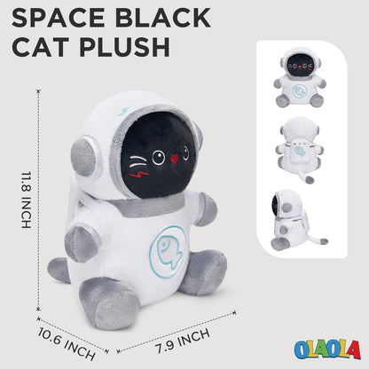 30CM OLAOLA Kawaii Spacesuit Black Cat Plush Toys Soft Stuffed Animals Dolls Pillow For Kids Adult Festival Gift