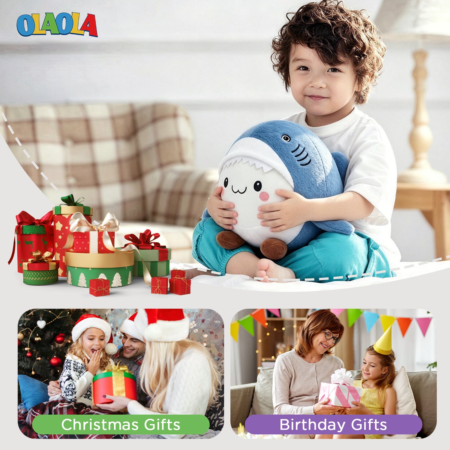 30CM OLAOLA Mini Shark Emotional Stuffed Animals Soft Plush Toys Pillow Cute Plushies For Kids Adults Birthday Gift
