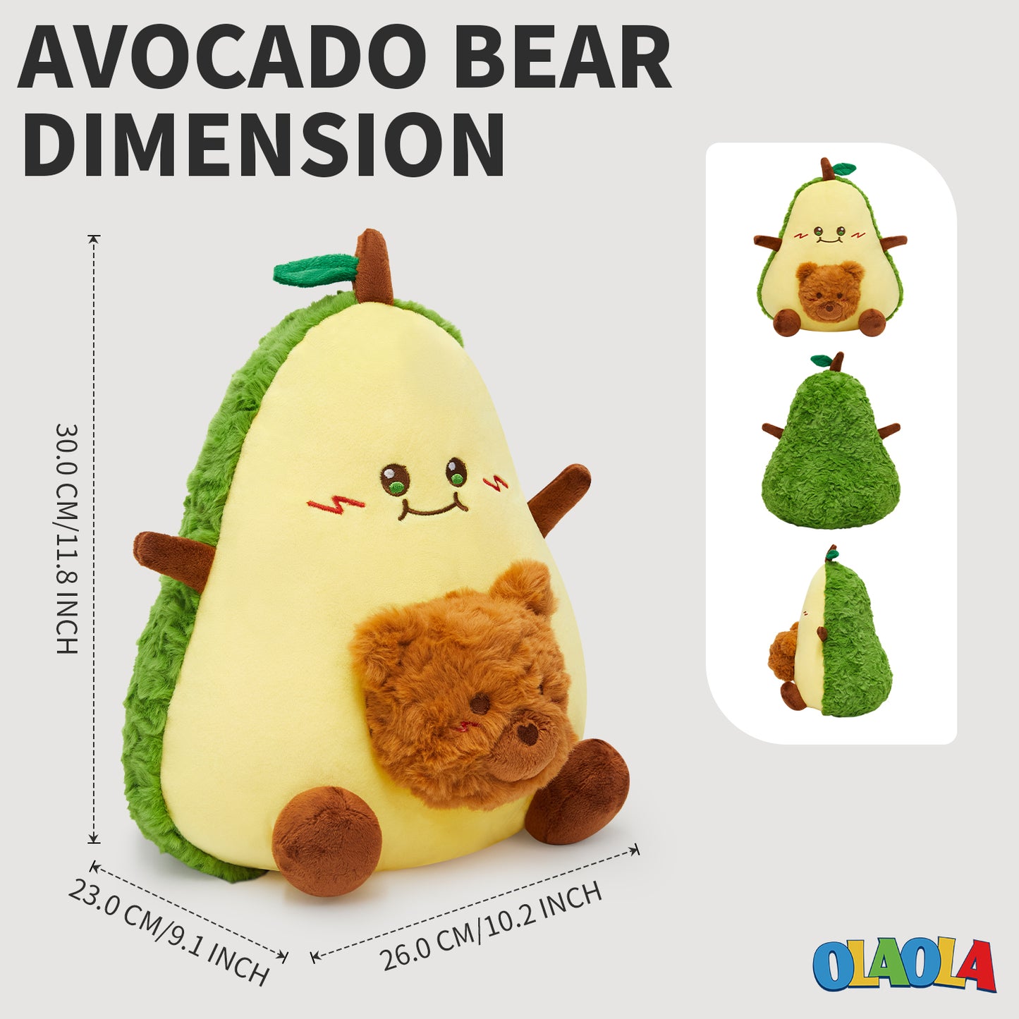 30CM OLAOLA Original Cute Avocado Bear Dolls Soft Stuffed Dolls Animals Food Plush Toys Plushies Birthday Gift