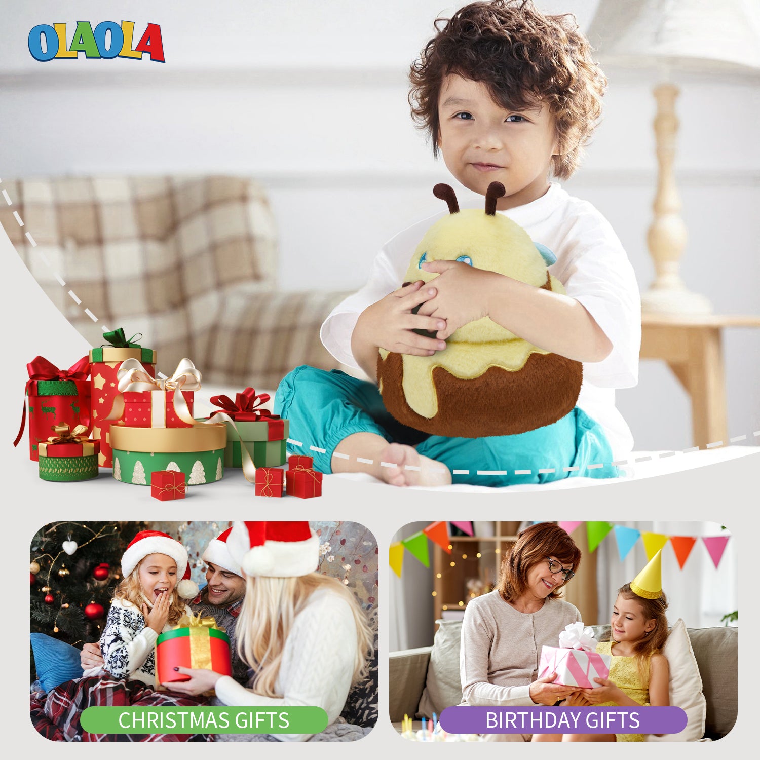 30CM OLAOLA Original Cute Honey Jar Bees Dolls Soft Stuffed Dolls Animals Food Plush Toys Plushies Birthday Gift