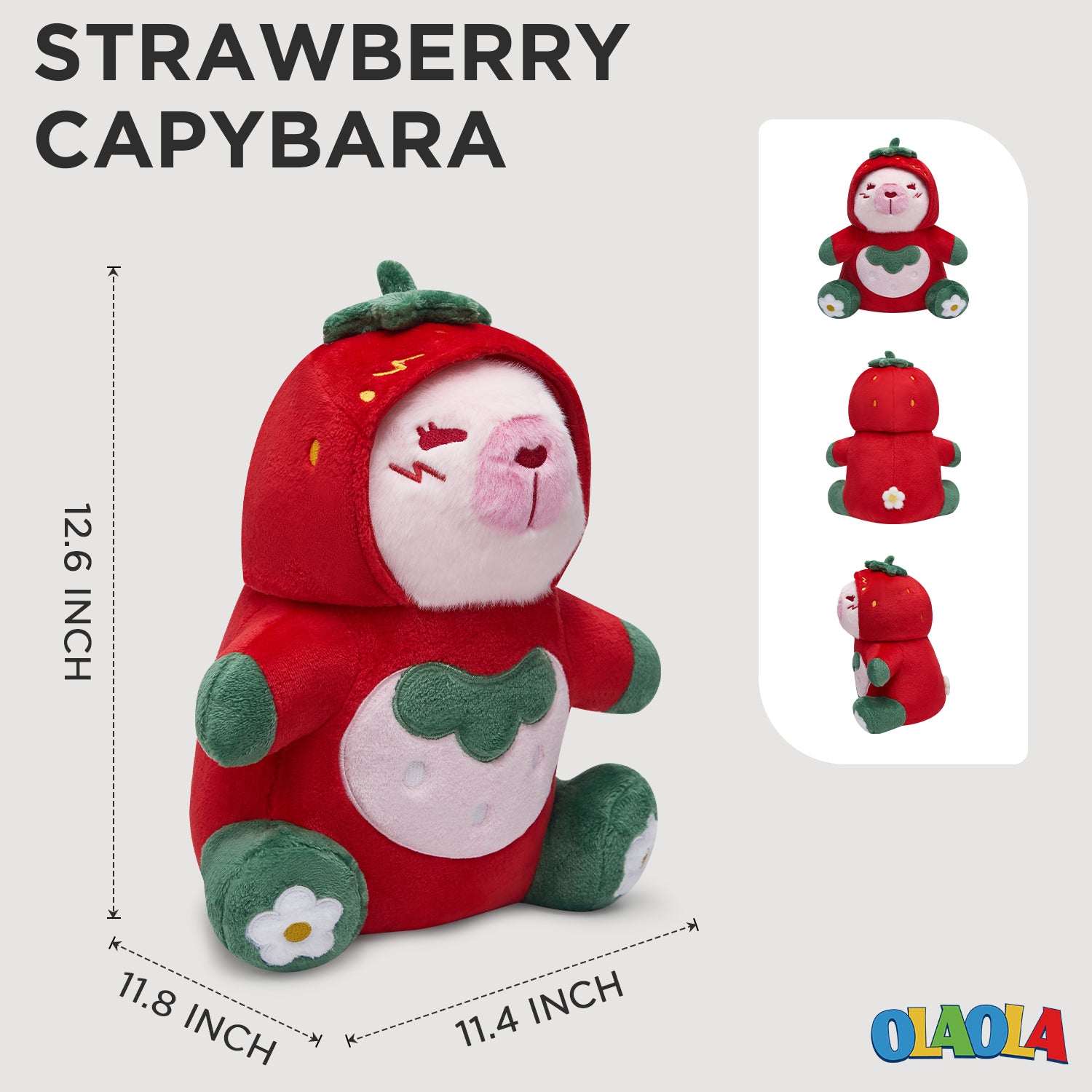 32CM OLAOLA Kawaii Strawberry Capybara Dinosaur Original Plush Toys Soft Stuffed Dolls Animals Dino Plushies Birthday Gift