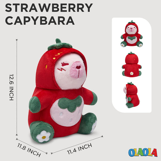 32CM OLAOLA Kawaii Strawberry Capybara Dinosaur Original Plush Toys Soft Stuffed Dolls Animals Dino Plushies Birthday Gift