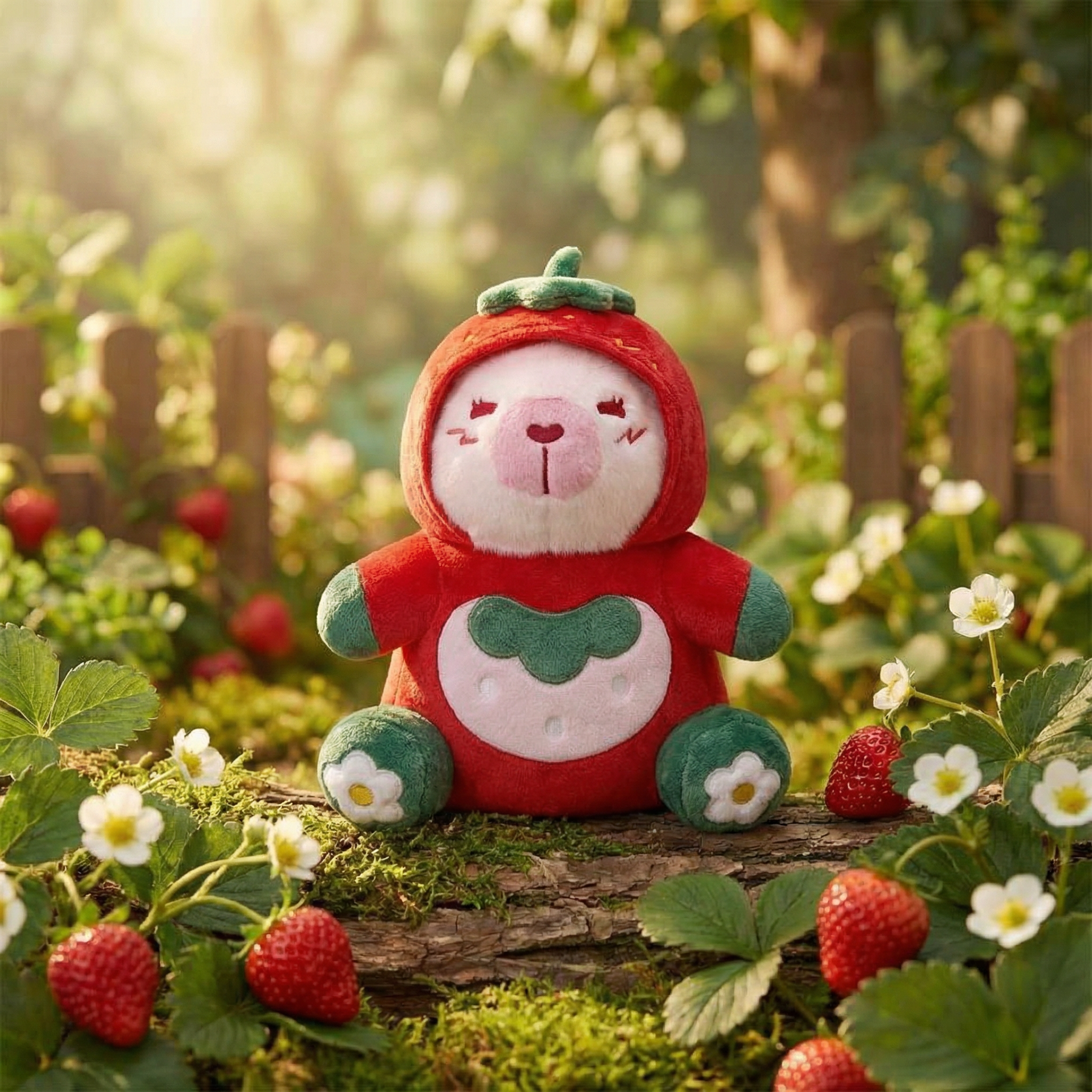 32CM OLAOLA Kawaii Strawberry Capybara Dinosaur Original Plush Toys Soft Stuffed Dolls Animals Dino Plushies Birthday Gift