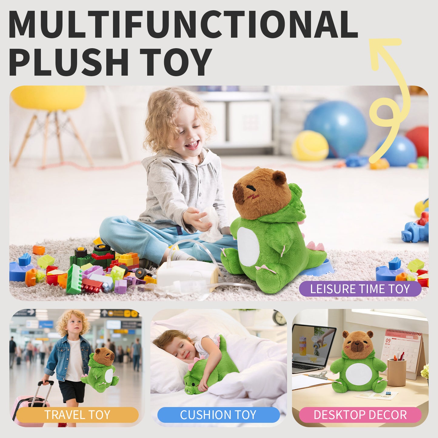 32CM OLAOLA Original Cute Capybara Dinosaur Dolls Soft Stuffed Dolls Animals Plush Toys Dino Plushies Birthday Gift