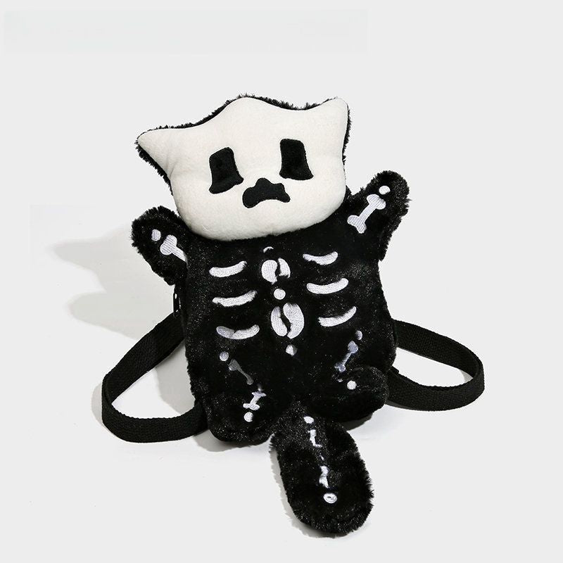 32CM Skeleton Plush Backpack Cute Skull Pillow Stuffed Animal Ghost Face Bag For Halloween Party Decor