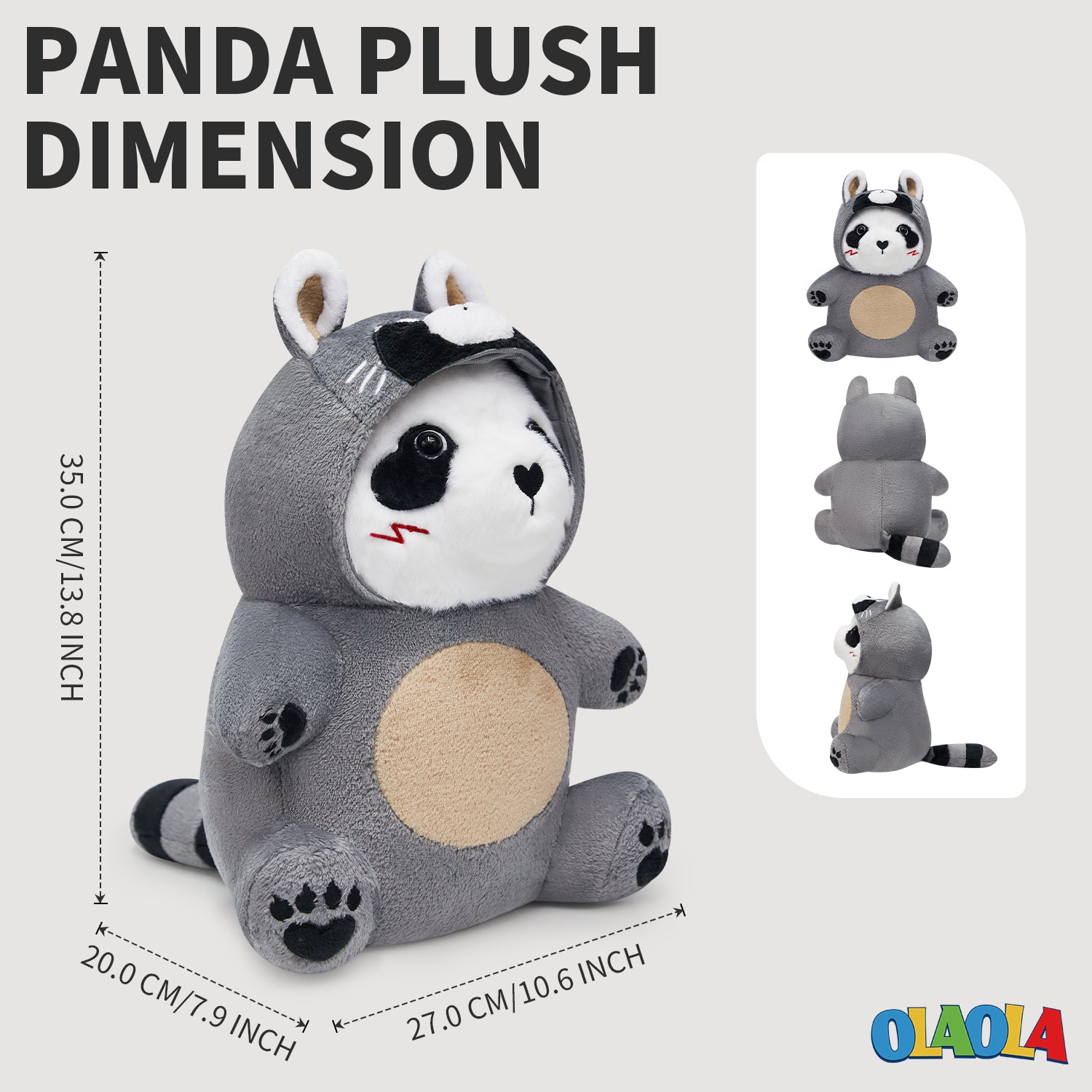 35CM OLAOLA Original Cute Panda Raccoon Pajamas Dolls Soft Stuffed Dolls Animals Plush Toys Plushies Birthday Gift