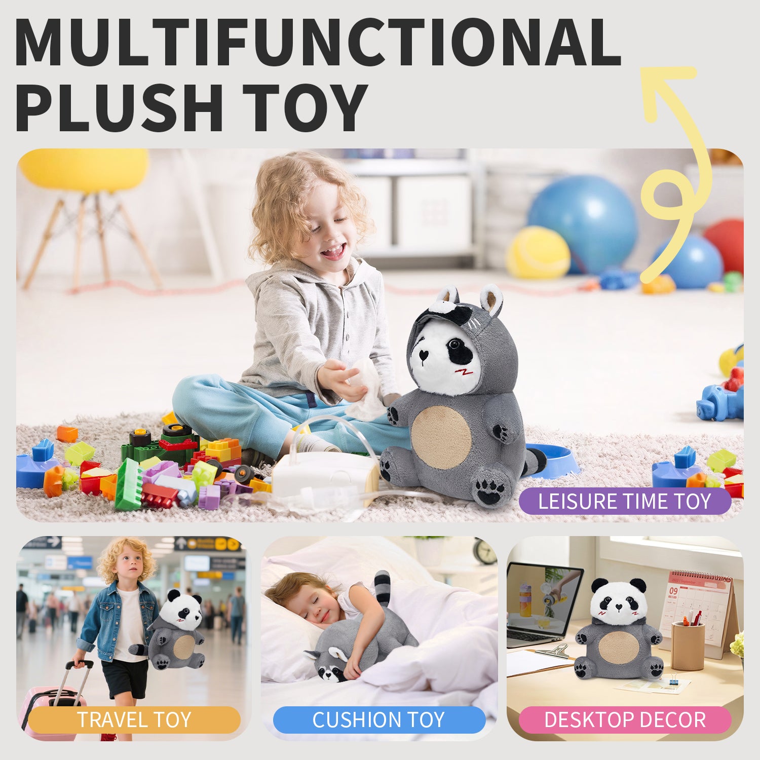 35CM OLAOLA Original Cute Panda Raccoon Pajamas Dolls Soft Stuffed Dolls Animals Plush Toys Plushies Birthday Gift