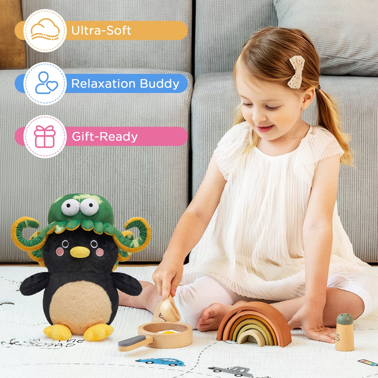 35CM OLAOLA Penguin Octopus Cosplay Plush Toys Cartoon Soft Stuffed Dolls Mascot Birthday Xmas Gift