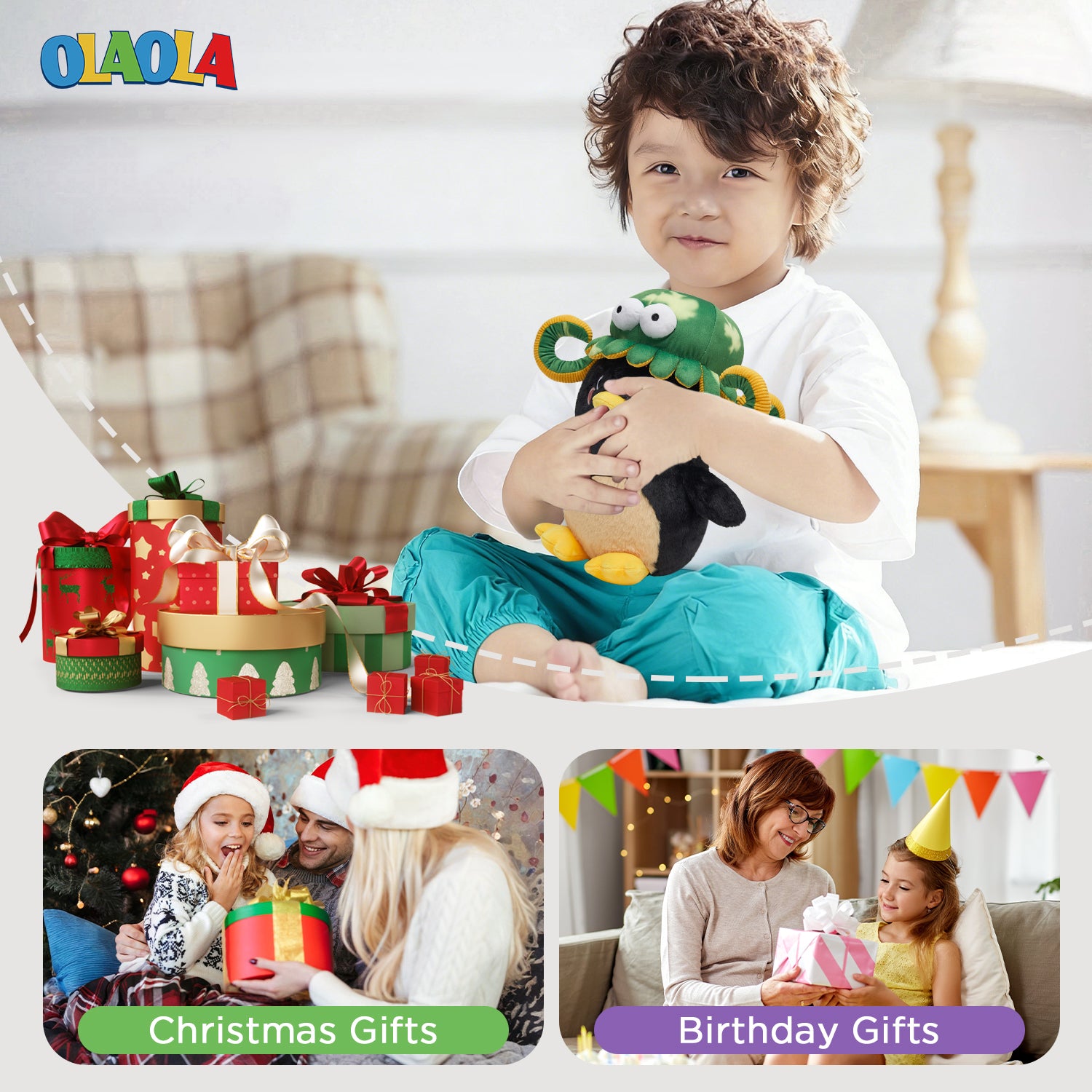 35CM OLAOLA Penguin Octopus Cosplay Plush Toys Cartoon Soft Stuffed Dolls Mascot Birthday Xmas Gift