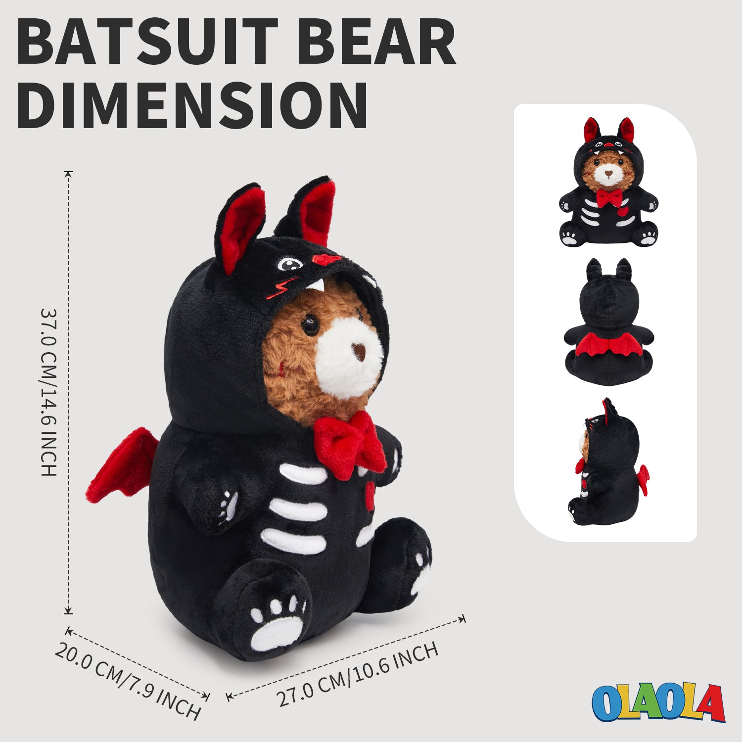 37CM OLAOLA Original Cute Bear Bat Pajamas Plushies Soft Stuffed Dolls Animals Toys Halloween Birthday Gift
