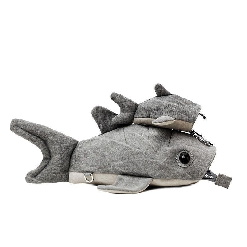 38CM Whale Shark Crossbody Canvas Bag Kawaii Animal Backpack With Shark Pins And Accessories Halloween Gift