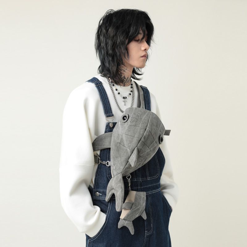 38CM Whale Shark Crossbody Canvas Bag Kawaii Animal Backpack With Shark Pins And Accessories Halloween Gift