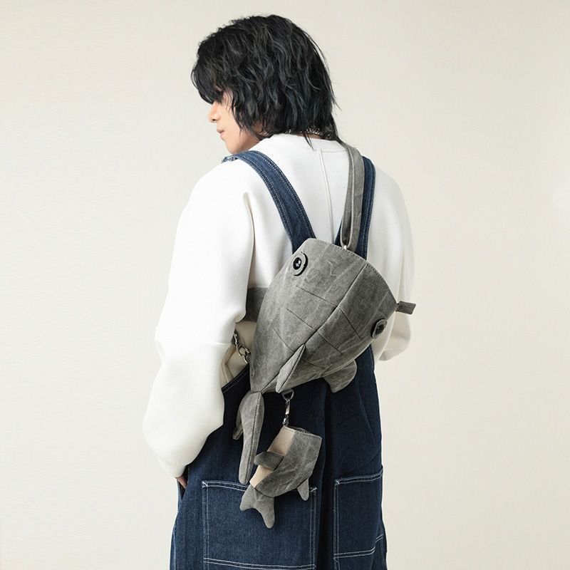 38CM Whale Shark Crossbody Canvas Bag Kawaii Animal Backpack With Shark Pins And Accessories Halloween Gift