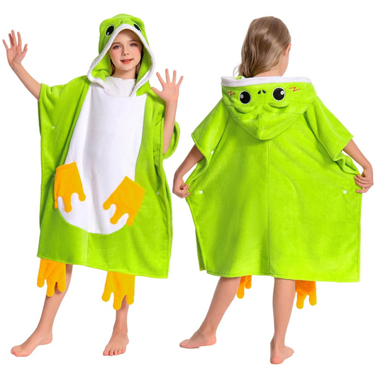 OLAOLA Kids Frog Animal Beach Bath Towels Blanket Plush Soft Coral Fleece Homewear Swim Robe