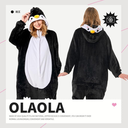 OLAOLA Unisex Adult Plush Penguin Animals Onesie Pajamas Warm Home One-Piece Sleepwear
