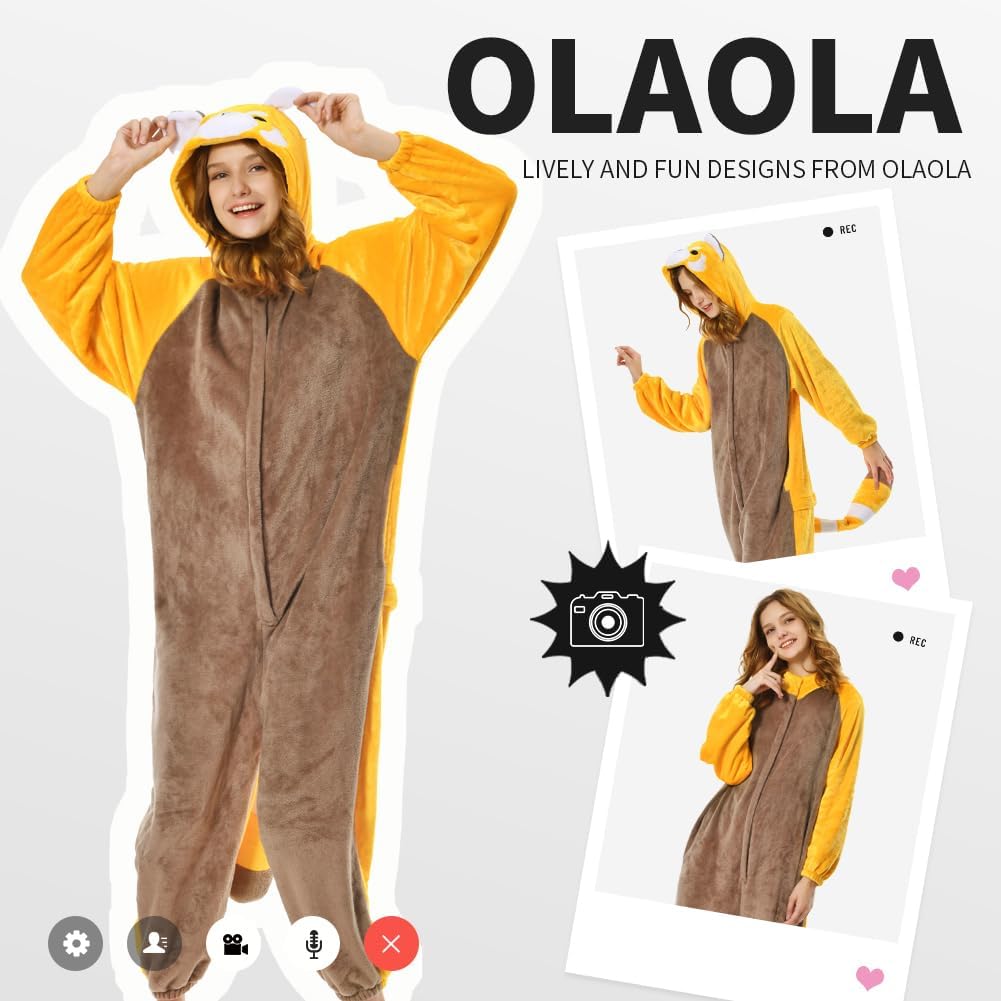OLAOLA Unisex Adult Plush Red Panda Animals Onesie Pajamas Warm Home One-Piece Sleepwear
